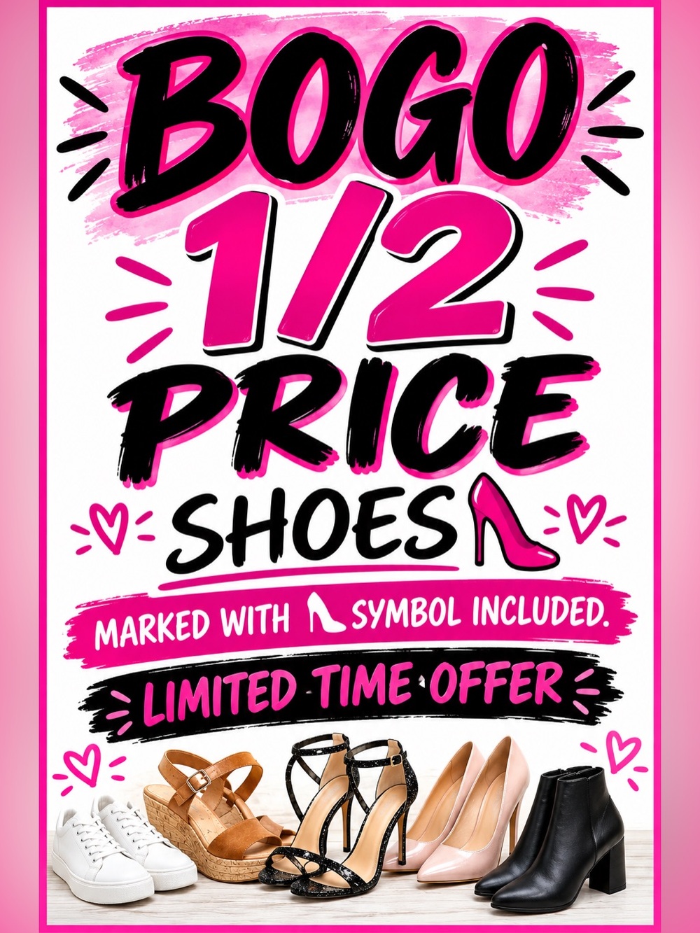 BOGO 1/2 SHOE DEAL!!! Included are shoes with 👠. Only until 9/23/26